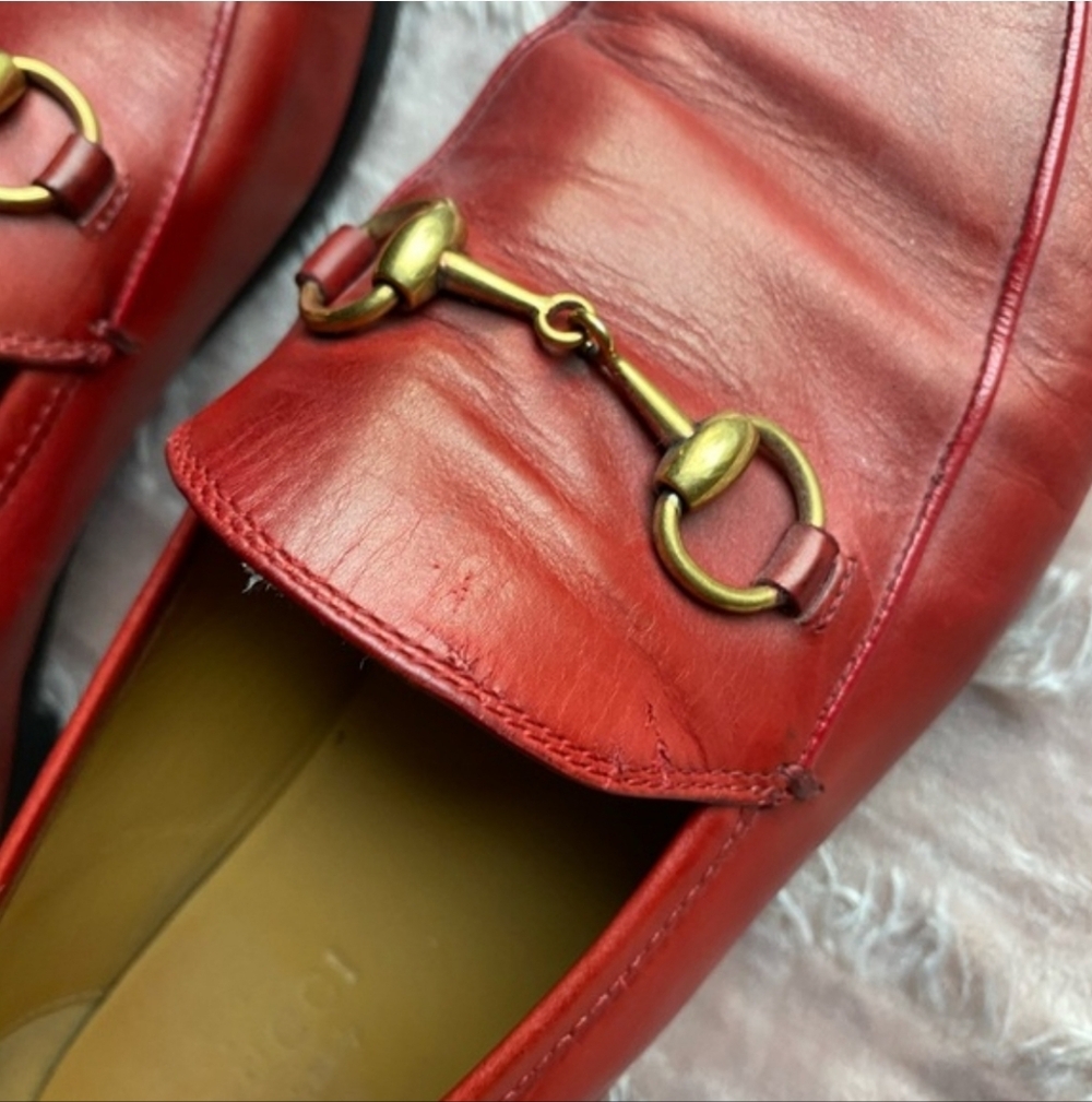 Gucci Red Leather Women's Loafers - Picture 8 of 9